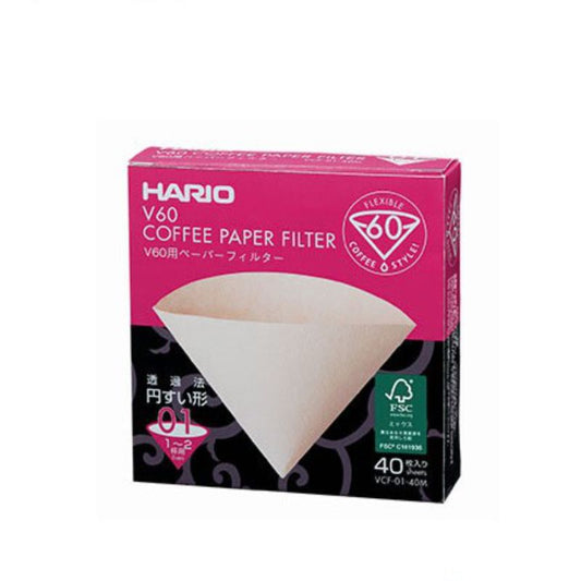 Hario V60 Paper Filter 01 Natural - 40 Pack